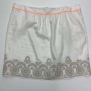 Tahari Woman Skirt Size 22 Plus White Embroidered Linen Pockets